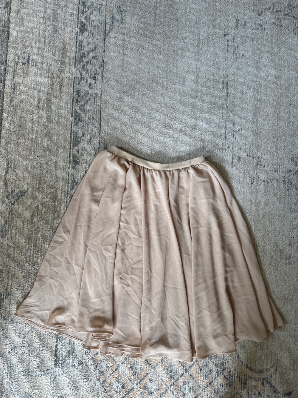 Women's Light Beige Circle Skirt with Elastic Waist